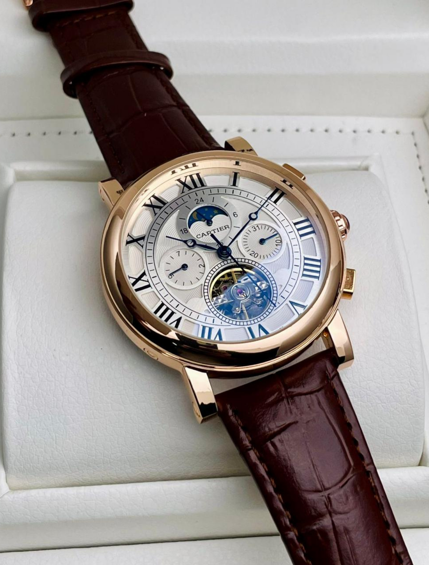 CARTIER - Japanese Automatic Machinery with Brown Leather Belt