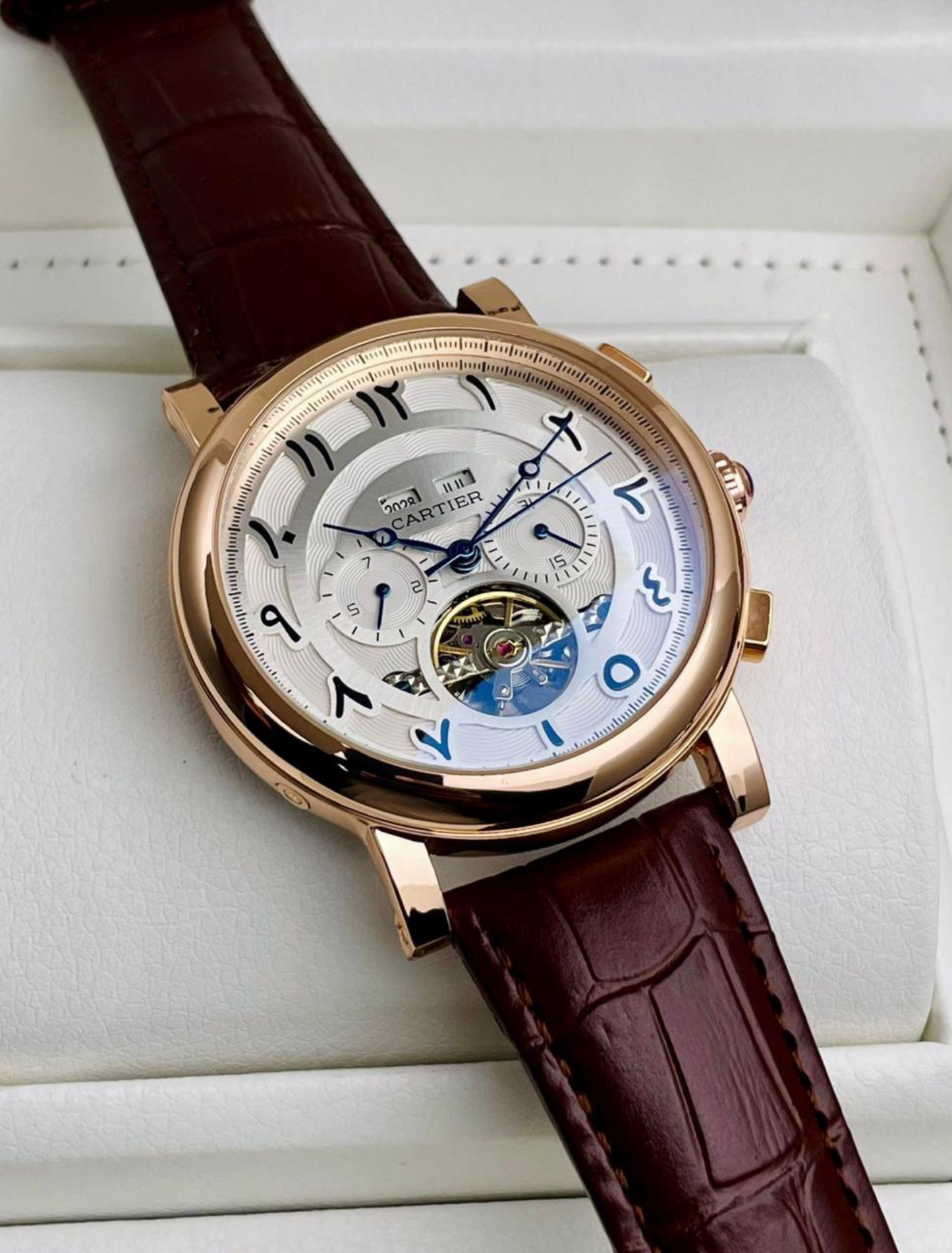 CARTIER - Japanese Automatic Machinery with Brown Leather Belt