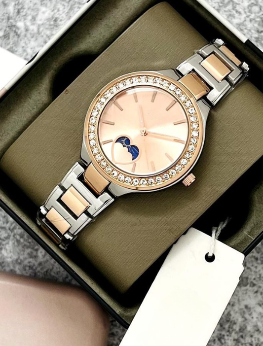 FOSSEL - Rose Golden Watch with Quartz Machinery