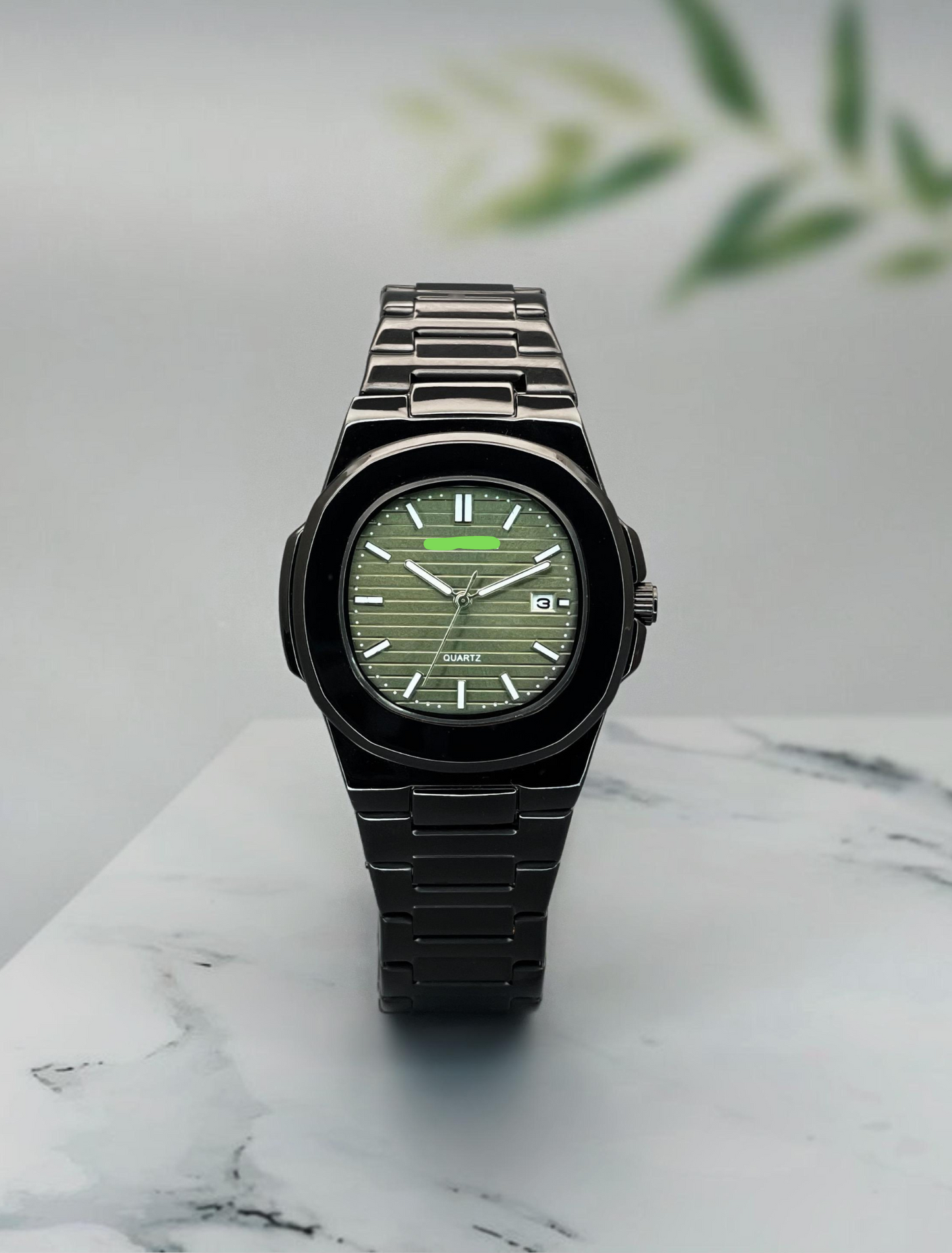 PATEK PHILIPPE QUARTZ - Unique Collection of Green Dial with Black Belt