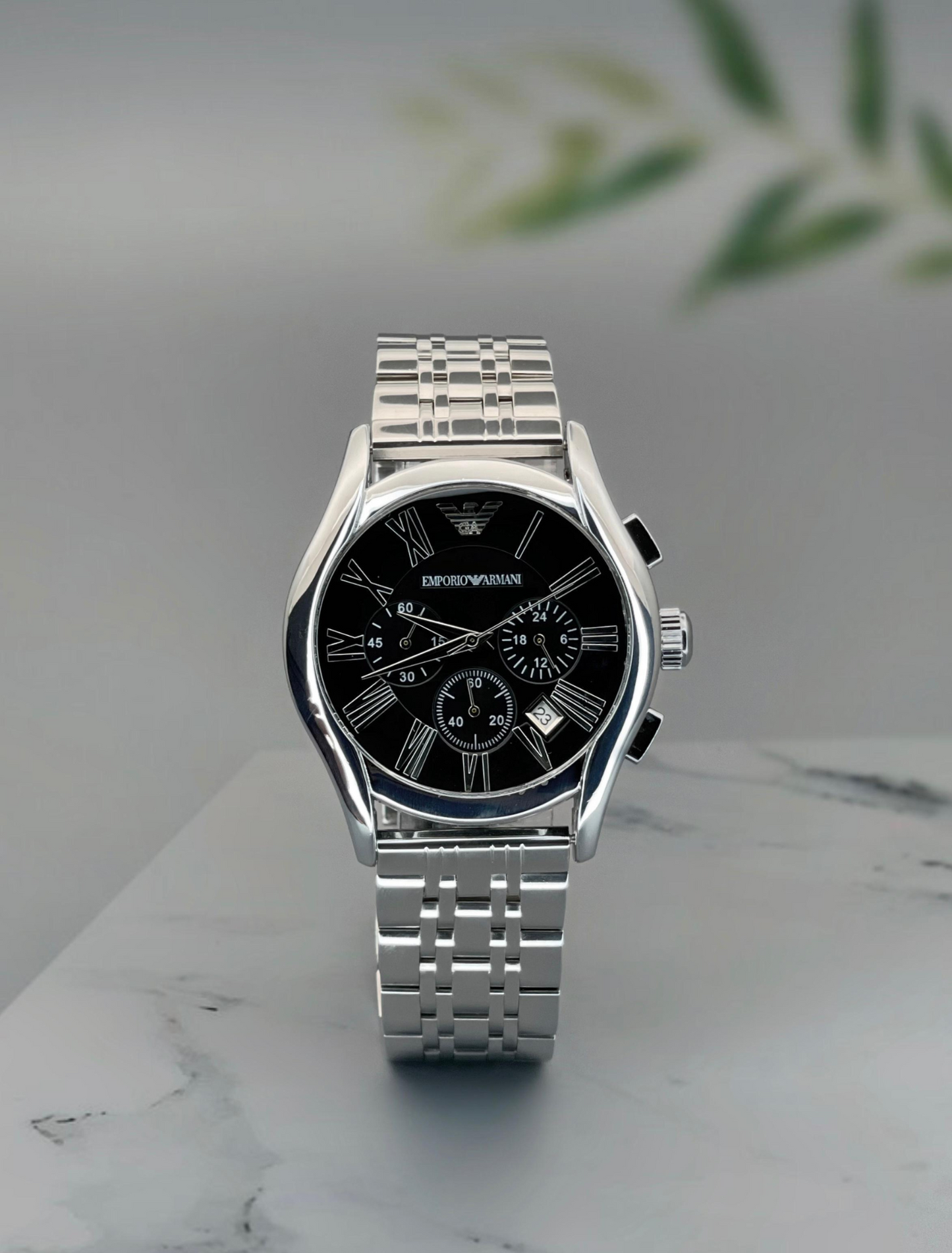 EMPORIO ARMANI - Classic Round Quartz Black Dial