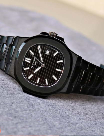 PATEK PHILIPPE QUARTZ - Nautilus Collection of Black Dial with Black Belt