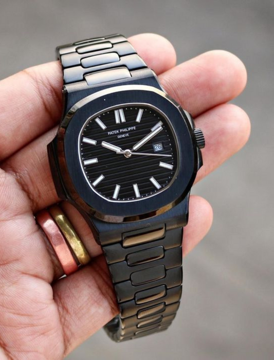 PATEK PHILIPPE QUARTZ - Nautilus Collection of Black Dial with Black Belt