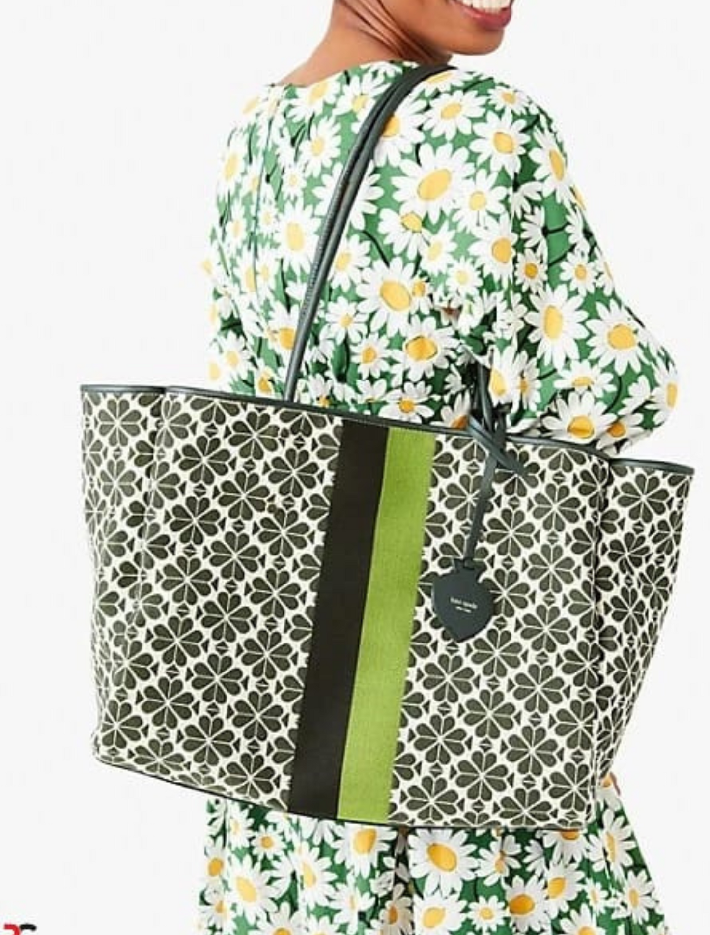 KATE SPADE JACQUARD STRIPE CANVAS BUCKET TOTE WITH WRISTLET